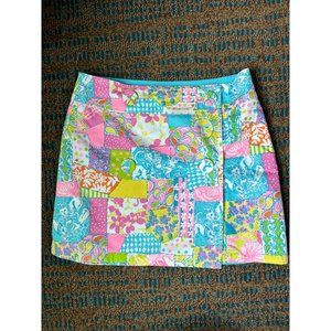 LILLY PULITZER Womens Multi Patchwork Reversible Skirt Sz 4